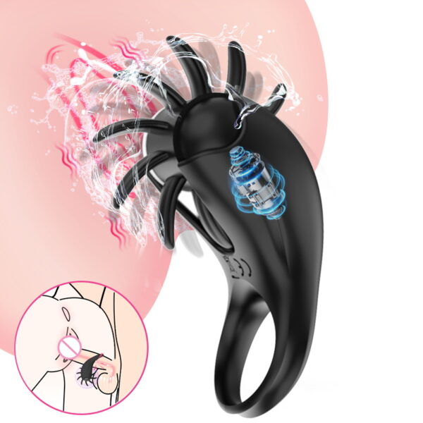 Couples Vibrator Cock Penis Ring Rotating Magic Tongue Vibrating Ring - Image 2