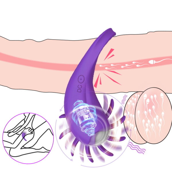 Couples Vibrator Cock Penis Ring Rotating Magic Tongue Vibrating Ring - Image 4