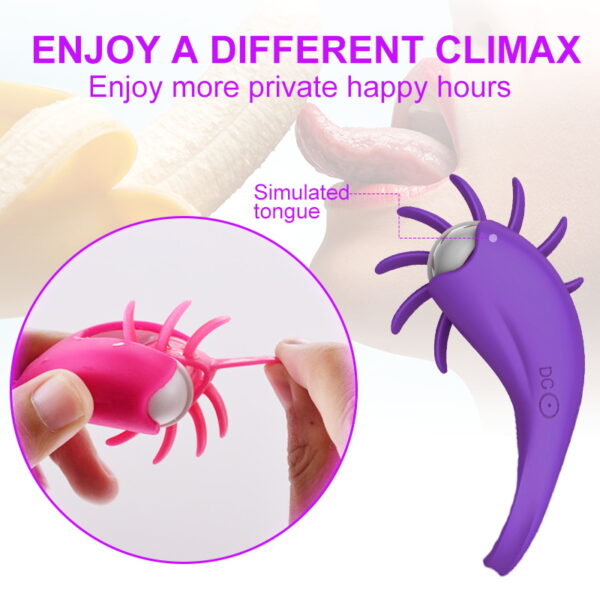 Couples Vibrator Cock Penis Ring Rotating Magic Tongue Vibrating Ring - Image 5