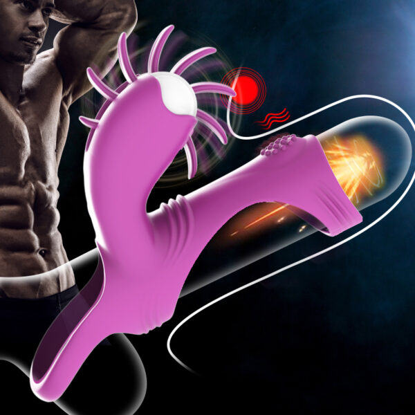 Couples Vibrator Cock Penis Ring Rotating Magic Tongue Vibrating Ring - Image 6