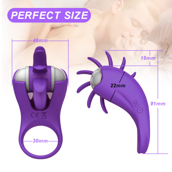 Couples Vibrator Cock Penis Ring Rotating Magic Tongue Vibrating Ring