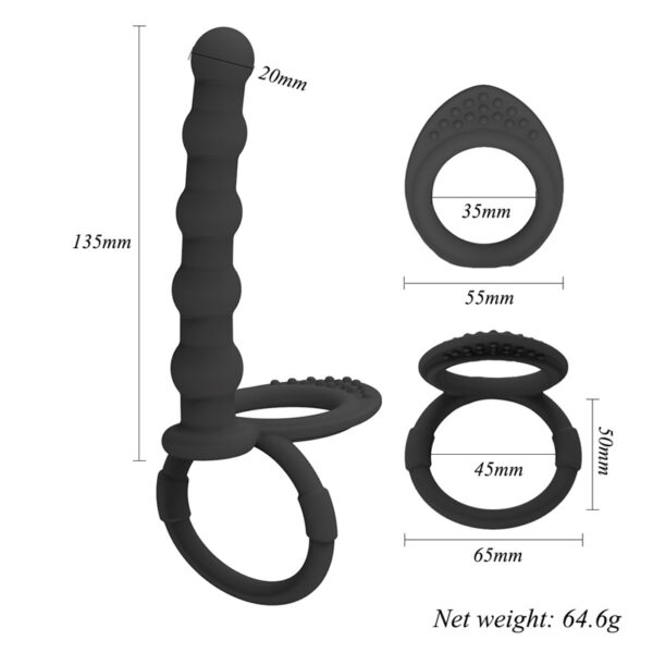 Double Penetration Dildo Penis Vibrator  Anal Beads Butt Plug Sex Ring G Spot Massager For Men Adults
