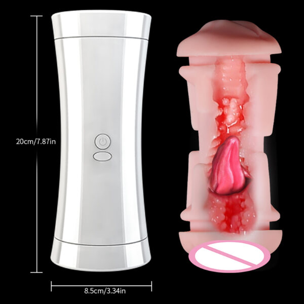 Hand Free Male Masturbator Cup Vaginal Oral Sex Dual Channel Vibrating Masturbation Pocket Pussy Mouth Blowjob Sex Toys for Men - Image 6