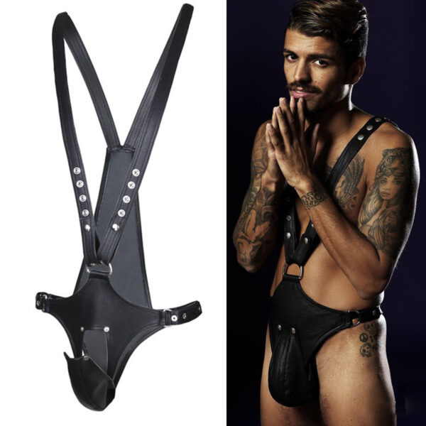 Bdsm Fetish Lingerie Mens Erotic Underwear Leather Bondage Lingerie Chastity Panties - Image 2