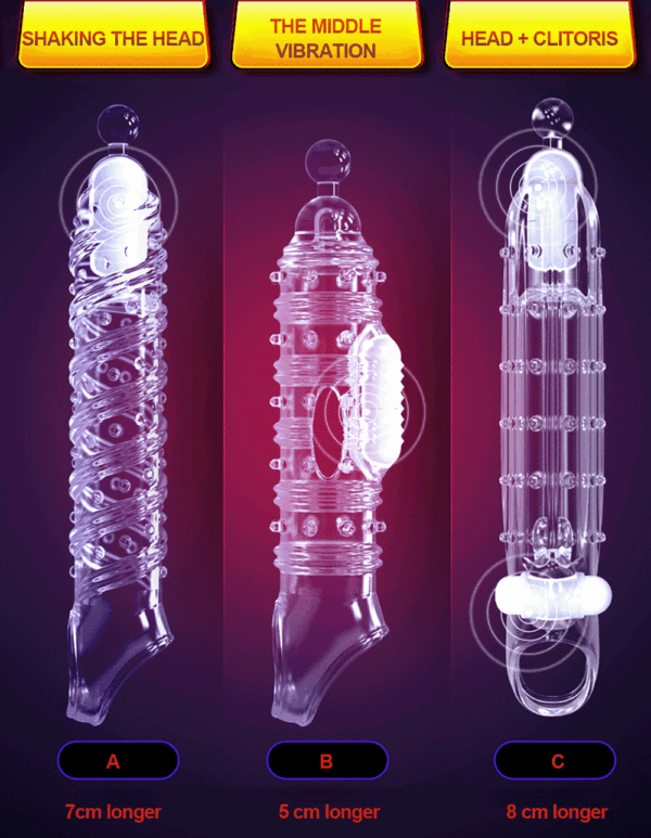 Penis Extension Sleeve Penis Enlargement Condoms Dildo Vibrator - Image 5