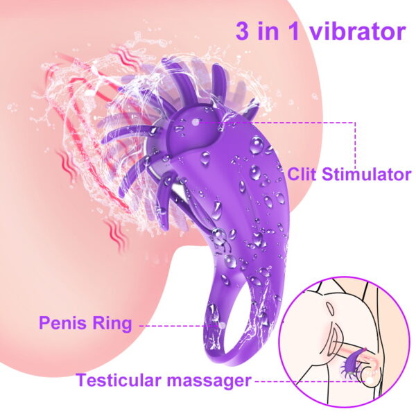 Couples Vibrator Cock Penis Ring Rotating Magic Tongue Vibrating Ring - Image 7