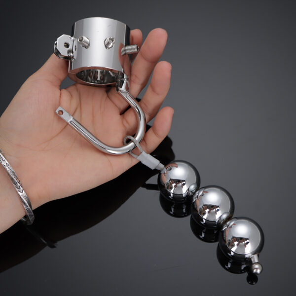 Heavy Ball Stretcher Male Metal Chastity Cage Scrotum Stretching Penis Cock Rings Bdsm - Image 3