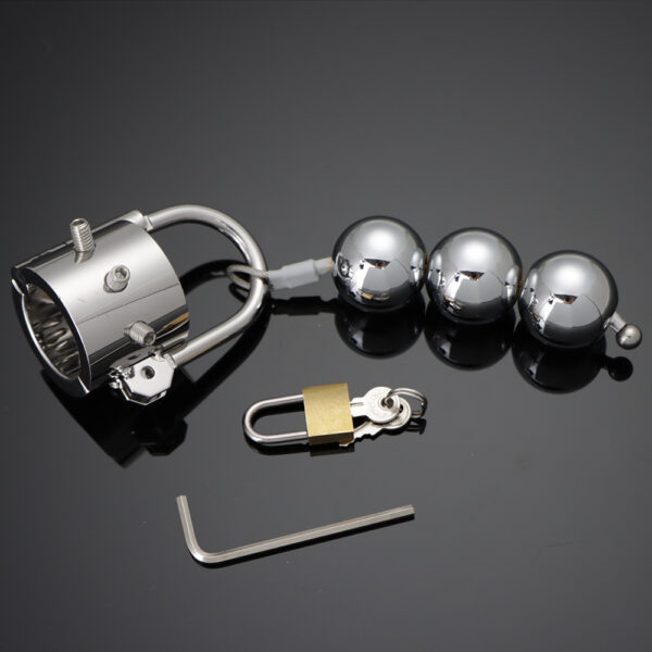 Heavy Ball Stretcher Male Metal Chastity Cage Scrotum Stretching Penis Cock Rings Bdsm