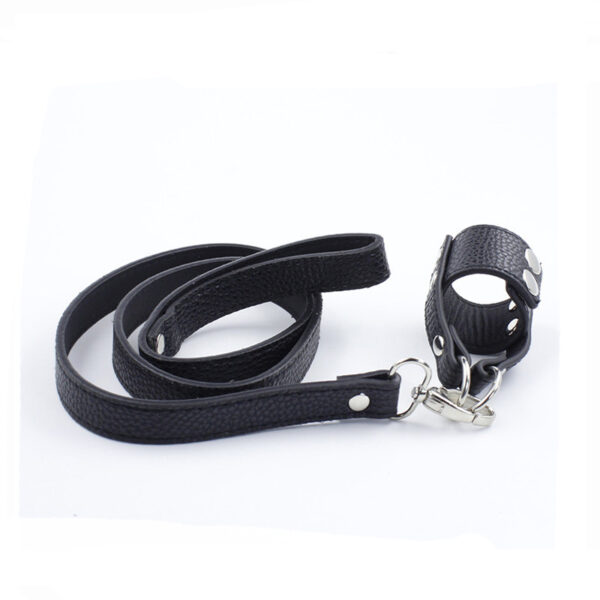 Femdom Cock Leash Ball Stretcher With Leash Leather Cock Ring With Leash - Image 3