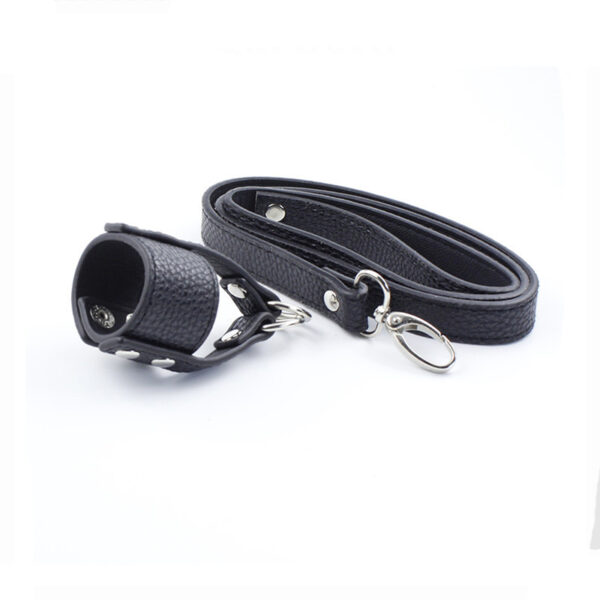 Femdom Cock Leash Ball Stretcher With Leash Leather Cock Ring With Leash - Image 4