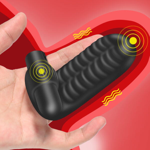 Finger Sleeve Vibrator Lesbian Sex Finger Clit Vibrator Black Finger Tip Vibrator For Women - Image 2
