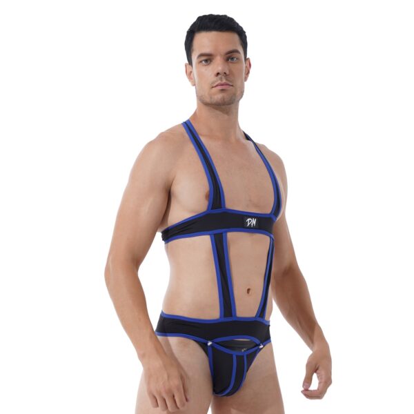 Mens Sexy Hollow Out Jumpsuit Jockstrap Men Underwear Male Teddy Underwear - Image 8