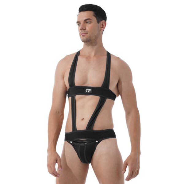 Mens Sexy Hollow Out Jumpsuit Jockstrap Men Underwear Male Teddy Underwear - Image 12