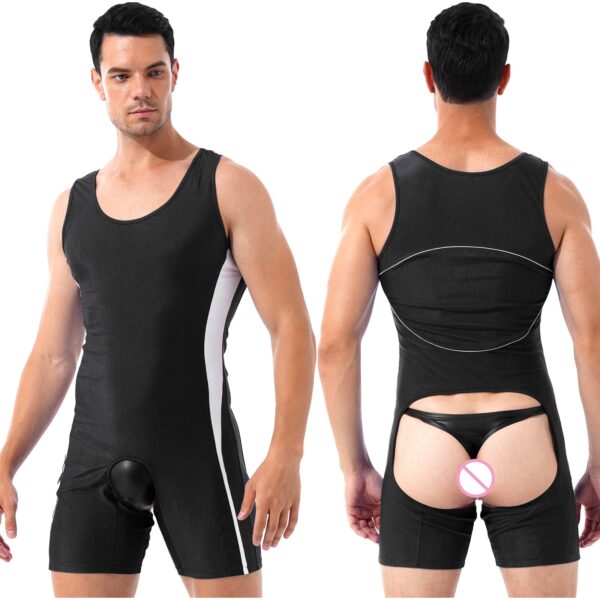 Mens Open Crotch Underwear Crotchless Bodysuit For Men
