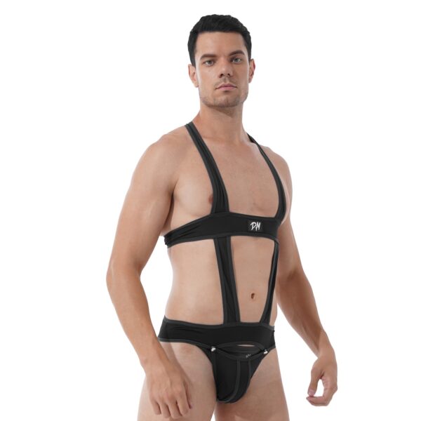 Mens Sexy Hollow Out Jumpsuit Jockstrap Men Underwear Male Teddy Underwear - Image 11