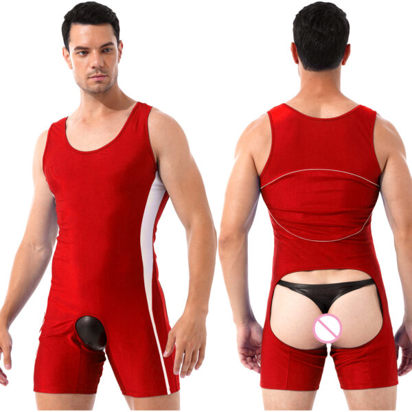Mens Open Crotch Underwear Crotchless Bodysuit For Men - Image 2