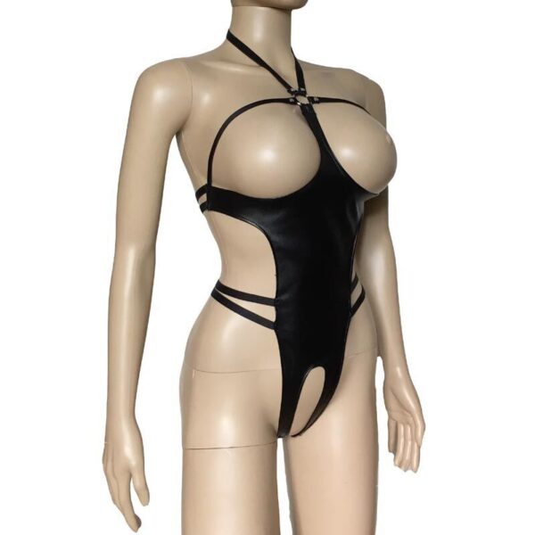 Crotchless Open Cup Leather Bikini - Image 4