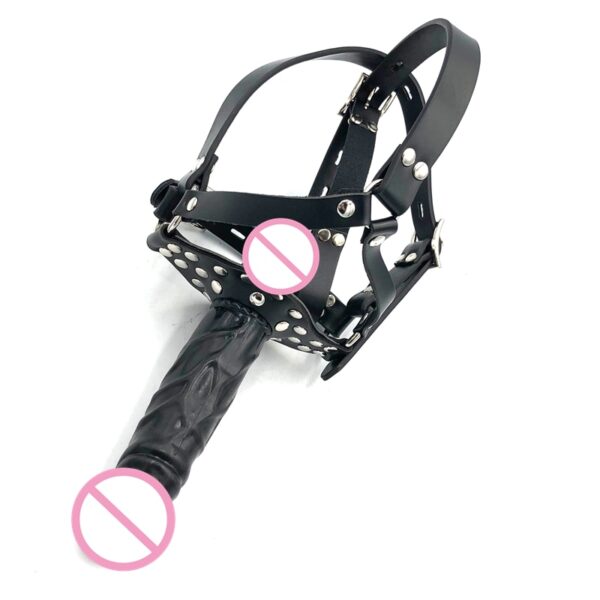 Double-Ended Chin Strapon Mouth Dildo Chin Strap Dildo Gag Cock - Image 2