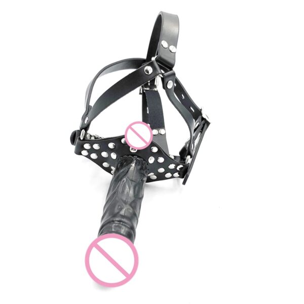 Double-Ended Chin Strapon Mouth Dildo Chin Strap Dildo Gag Cock - Image 3