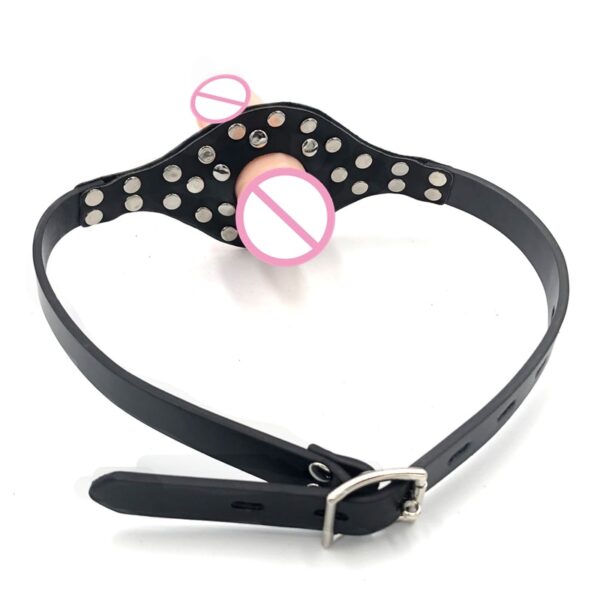 Double-Ended Chin Strapon Mouth Dildo Chin Strap Dildo Gag Cock - Image 16