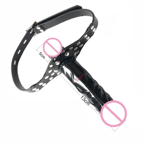 Double-Ended Chin Strapon Mouth Dildo Chin Strap Dildo Gag Cock - Image 14