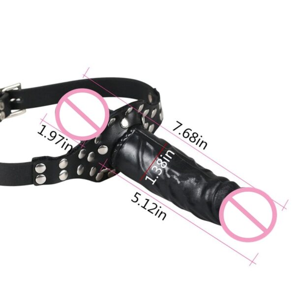 Double-Ended Chin Strapon Mouth Dildo Chin Strap Dildo Gag Cock - Image 15