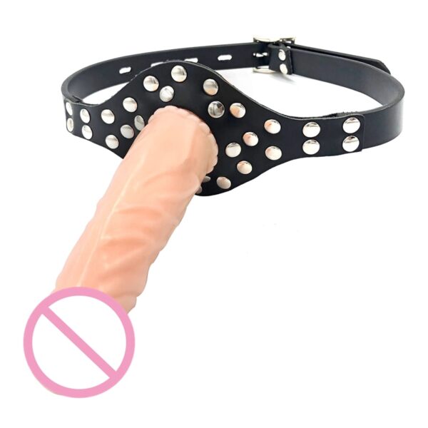 Double-Ended Chin Strapon Mouth Dildo Chin Strap Dildo Gag Cock - Image 13