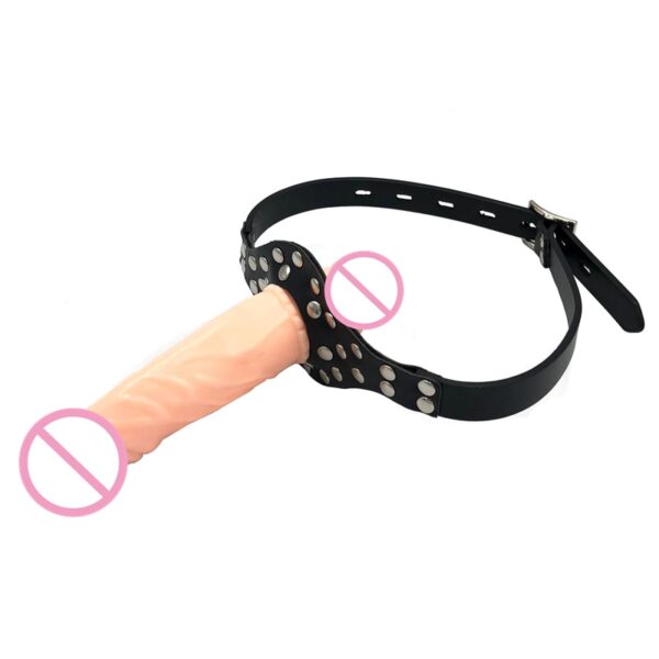 Double-Ended Chin Strapon Mouth Dildo Chin Strap Dildo Gag Cock - Image 8