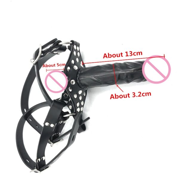 Double-Ended Chin Strapon Mouth Dildo Chin Strap Dildo Gag Cock - Image 7