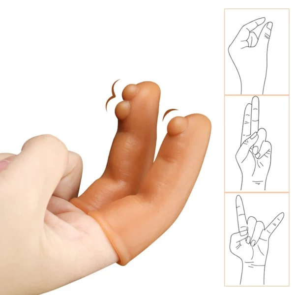 Liquid Silicone Sex Gloves Set - 4 Types Finger Sleeve, Clitoris & G Spot Massage, High Elasticity Orgasm Sleeve - Intimate Sex Toys for Women