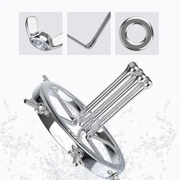 Labia Spreader Stainless Steel Chastity Device - Adjustable Huge Anal Plug Dilator and Vaginal Speculum - Extreme Spreader Waterproof Sex Toy for Adults - Image 4