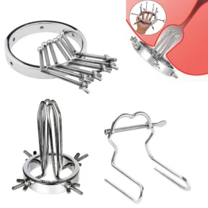 Labia Spreader Stainless Steel Chastity Device - Adjustable Huge Anal Plug Dilator and Vaginal Speculum - Extreme Spreader Waterproof Sex Toy for Adults