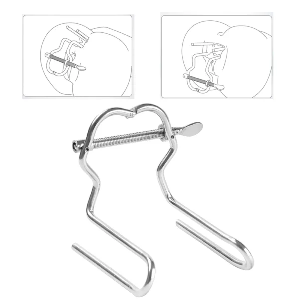 Labia Spreader Stainless Steel Chastity Device - Adjustable Huge Anal Plug Dilator and Vaginal Speculum - Extreme Spreader Waterproof Sex Toy for Adults - Image 5