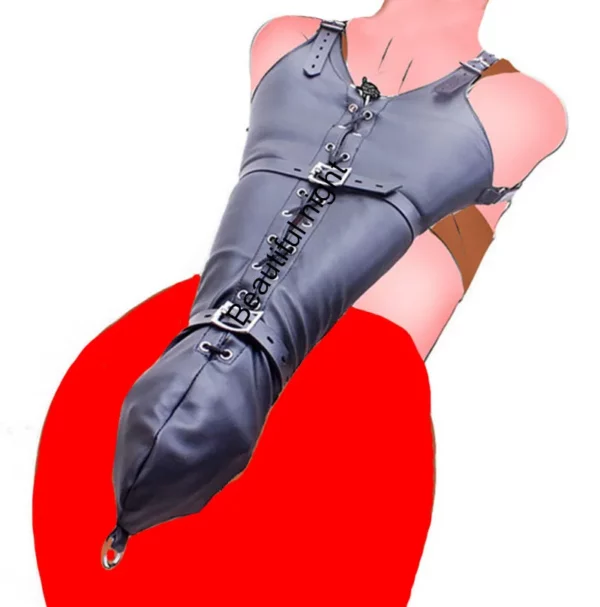 Leather Arm Binder Glove Sleeves - Behind Back Bondage Armbinder, BDSM Handcuffs Straight Jacket - Sex Gloves for Couples' Intimate Play - Image 4