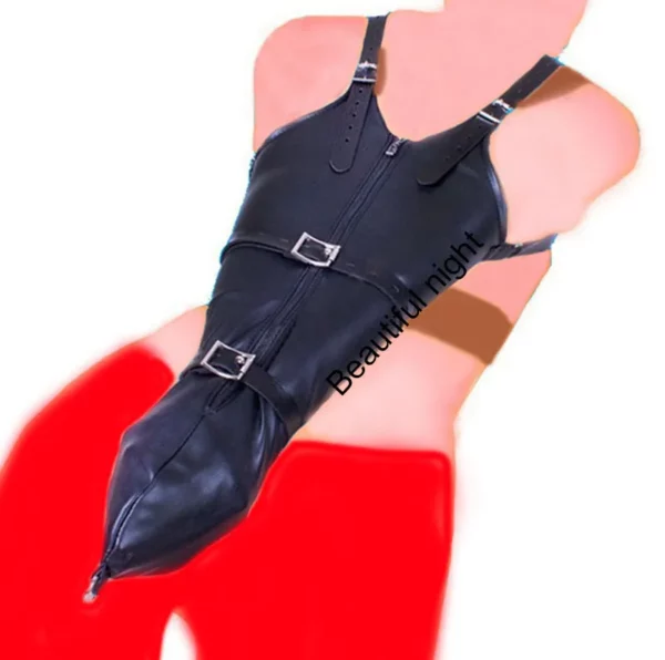 Leather Arm Binder Glove Sleeves - Behind Back Bondage Armbinder, BDSM Handcuffs Straight Jacket - Sex Gloves for Couples' Intimate Play - Image 6