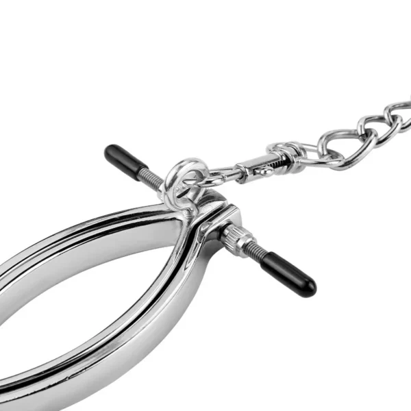 Labia Spreader Strap with Clitoral Clamp - Pussy Opening Vagina Stimulator for SM Bondage - Nipple Sucker Included - Image 2