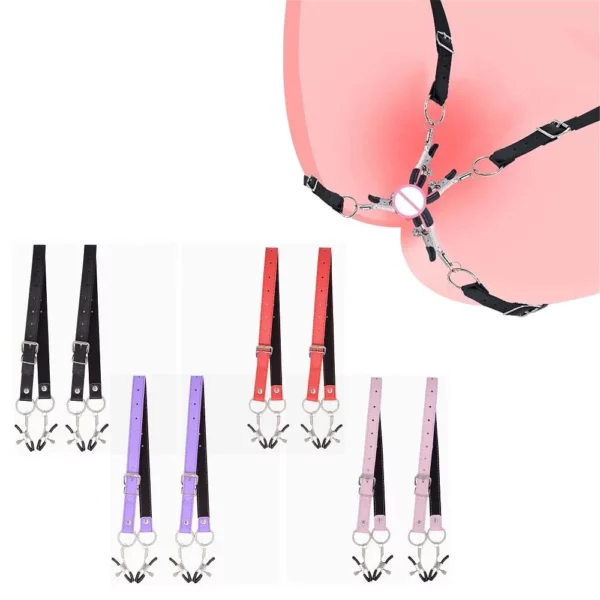 Labia Spreader Straps with Clitoral Clamp - BDSM Bondage, Pussy Opening Vagina Stimulator - Adult Sex Toys for Women - Image 2