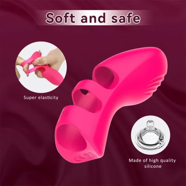 Silicone Finger G Spot Vibrator - 10 Modes Clitoris Massage, Couples Flirting Games, Masturbation Aid with Vibrating Egg - Intimate Sex Gloves for Women - Image 3