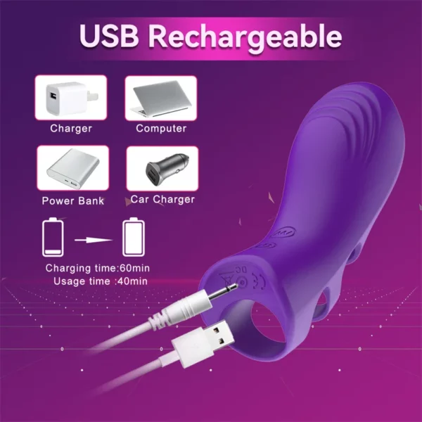 Silicone Finger G Spot Vibrator - 10 Modes Clitoris Massage, Couples Flirting Games, Masturbation Aid with Vibrating Egg - Intimate Sex Gloves for Women - Image 4