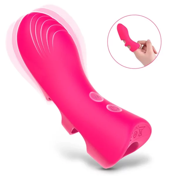 Silicone Finger G Spot Vibrator - 10 Modes Clitoris Massage, Couples Flirting Games, Masturbation Aid with Vibrating Egg - Intimate Sex Gloves for Women
