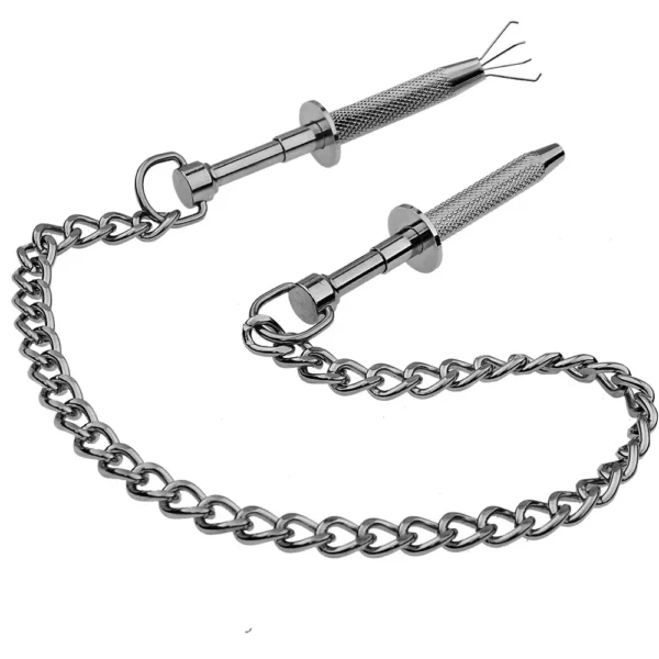 Stainless Steel Labia Spreader Nipple Milk Clips with Metal Chain - Breast Labia Clip Set for Couples, BDSM Bondage Sex Toys - Image 3