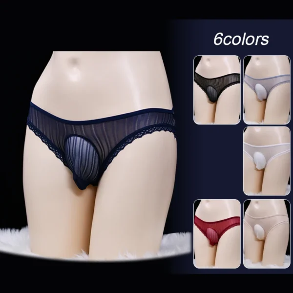 Men's Low Waist Lace Briefs - Sexy Male Lingerie with Pouch Underpants - Image 2