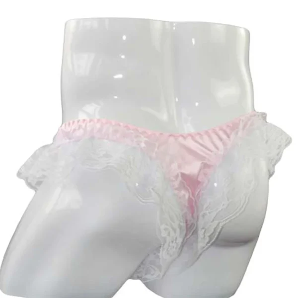 Frilly Lace Sissy Pouch Panties for Men - Sexy Low-Rise Thong with Bulge Pouch and Long Penis Sheath Jockstrap for Gay Men - Image 3