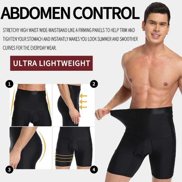 Men's Body Shaper Compression Shorts for Tummy Control and Abdomen Slimming – Fitness Boxer Briefs - Image 3