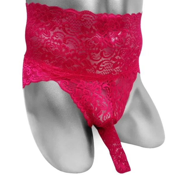 See-Through Floral Lace Pouch Panties with Penis Sheath – Sexy Lingerie for Men and Crossdressers