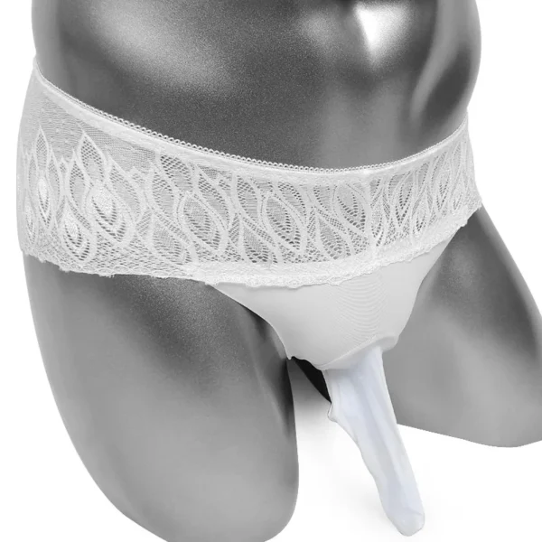 Floral Lace Men’s Bikini Briefs with Penis Sleeve - Sexy Sheer Sissy Pouch Panties - Image 2
