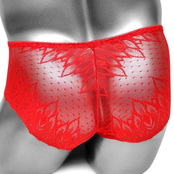 Floral Lace Men’s Bikini Briefs with Penis Sleeve - Sexy Sheer Sissy Pouch Panties - Image 5