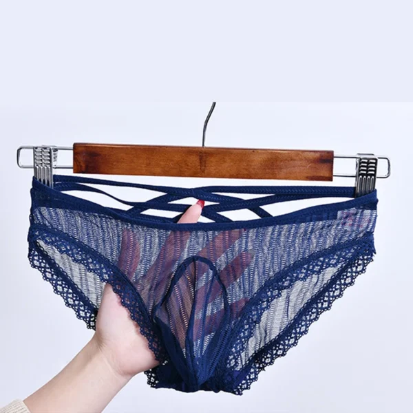 Men's Low Waist Lace Briefs - Sexy Male Lingerie with Pouch Underpants - Image 3