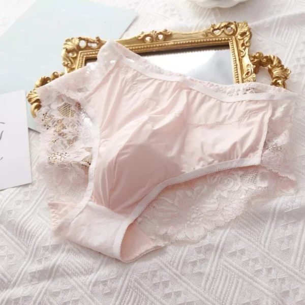 Men's Sexy Middle Waist Lace Briefs - Breathable, See-Through, Transparent Underwear with Pouch - Image 2