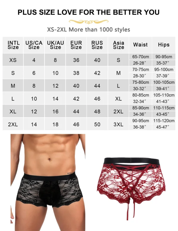 Men's Sexy Black Lace Strappy Boxer Shorts - Seamless, Hollow, Erotic Sissy Underwear - Image 4